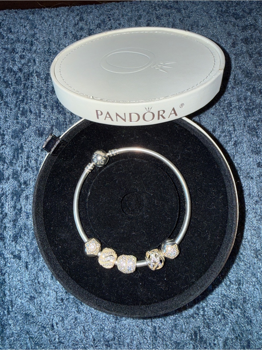 Pandora Silver Bracelet with Gold & Silver Sparkle Beads